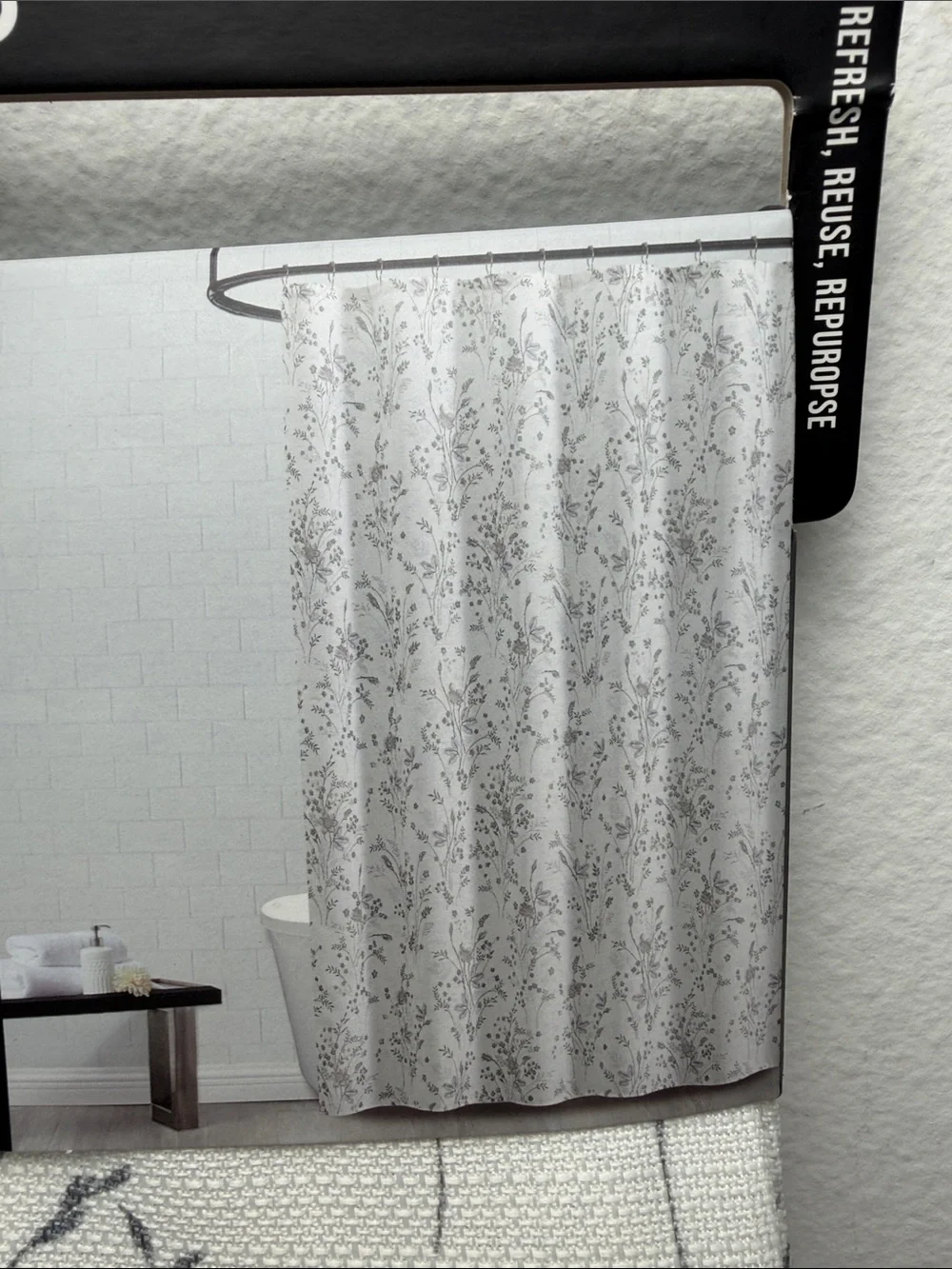 Lucky Brand Floral Printed Shower Curtain in Soft Taupe and Gray color 72x72